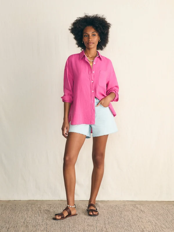 Laguna Linen Relaxed Shirt - Cone Flower