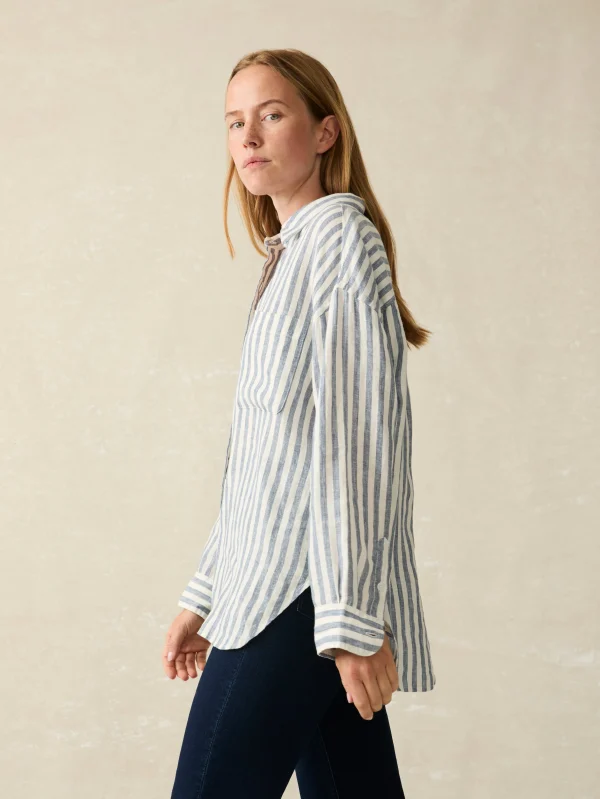 Laguna Linen Relaxed Shirt - Blue Lucy Stripe