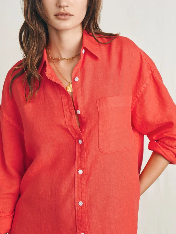 Laguna Linen Relaxed Shirt - Poppy Red