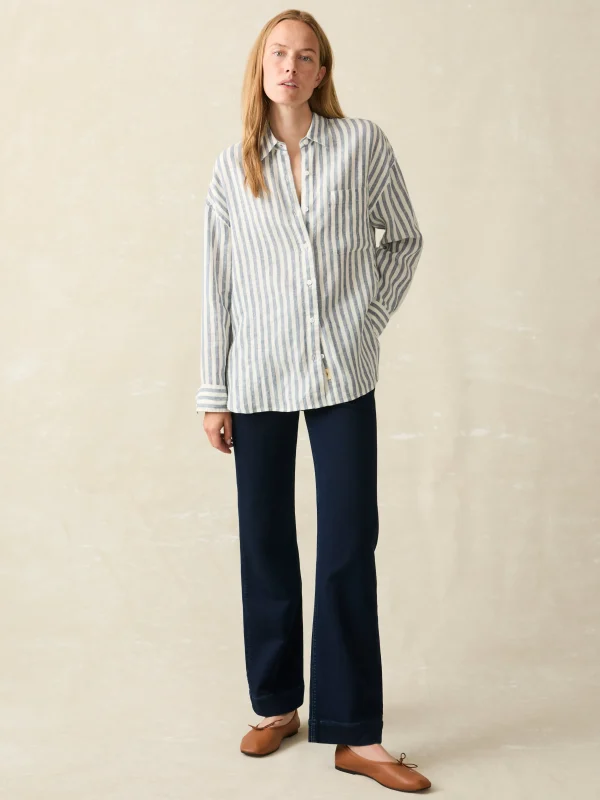 Laguna Linen Relaxed Shirt - Blue Lucy Stripe