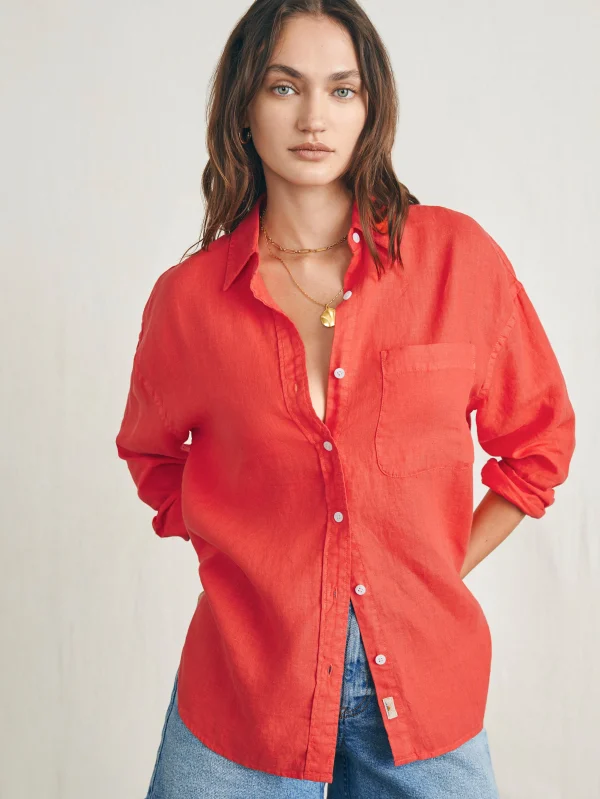 Laguna Linen Relaxed Shirt - Poppy Red