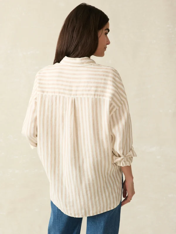 Laguna Linen Relaxed Shirt - Tan Lucy Stripe