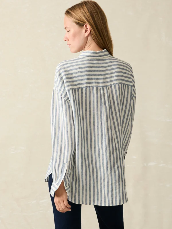 Laguna Linen Relaxed Shirt - Blue Lucy Stripe