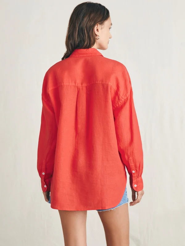 Laguna Linen Relaxed Shirt - Poppy Red