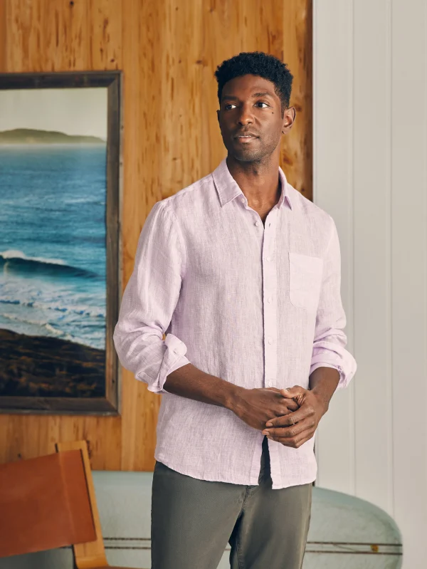 Laguna Linen Shirt (Tall) - Lavender Melange