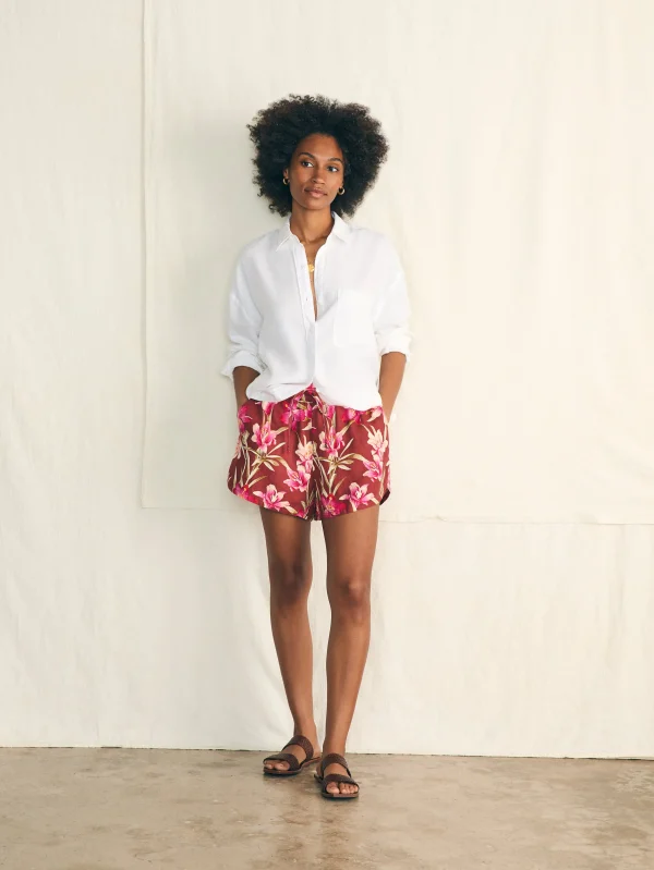 Laguna Linen Tie Waist Short - Majorca Floral