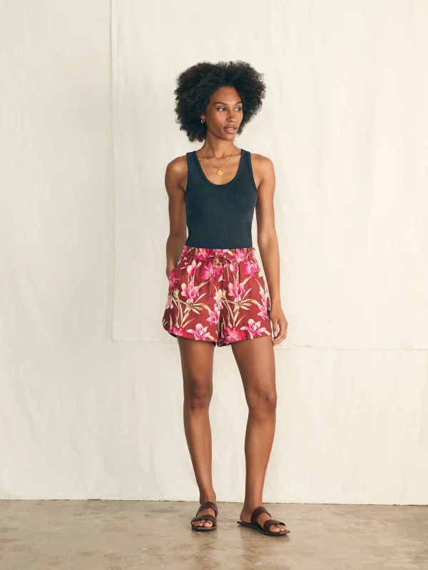 Laguna Linen Tie Waist Short - Majorca Floral