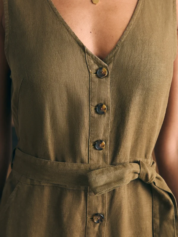 Linen Alina Jumpsuit - Military Olive