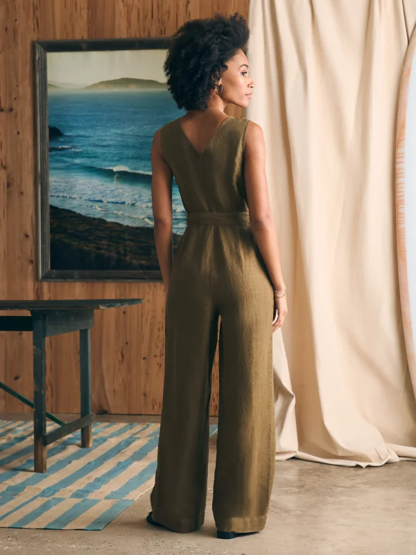 Linen Alina Jumpsuit - Military Olive