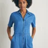 Linen Denim Jumpsuit - Bay Breeze Wash