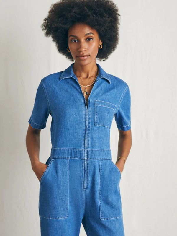 Linen Denim Jumpsuit - Bay Breeze Wash