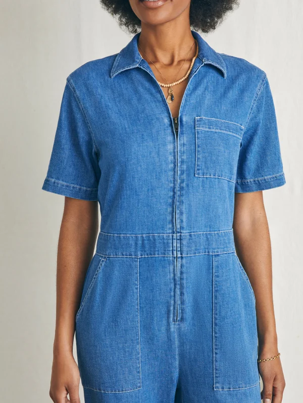 Linen Denim Jumpsuit - Bay Breeze Wash