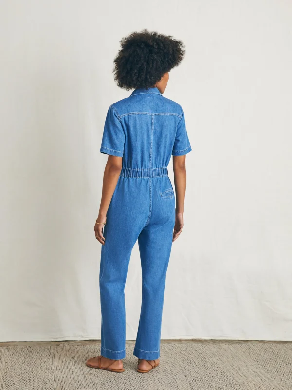 Linen Denim Jumpsuit - Bay Breeze Wash