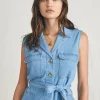 Linen Denim Romper - Sunlit Cove Wash