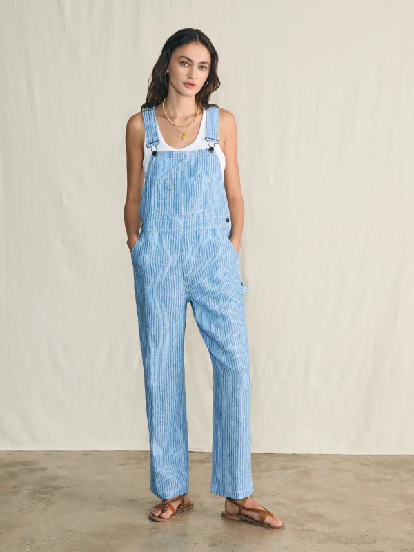 Linen Mechanic Overall - Skyway Railroad Stripe