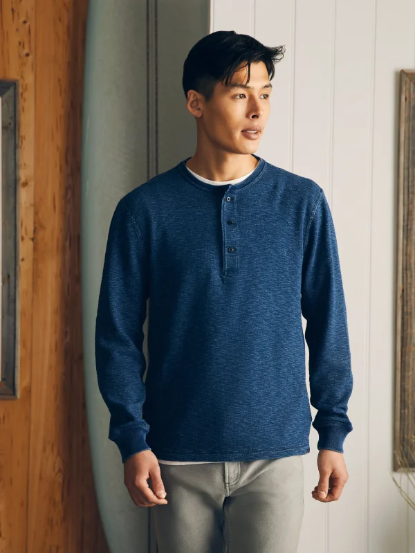 Long-Sleeve Indigo Henley - Midnight Indigo Wash