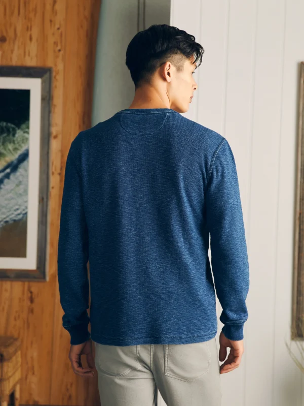 Long-Sleeve Indigo Henley - Midnight Indigo Wash