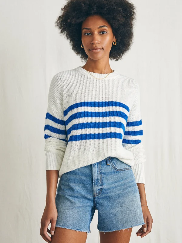 Miramar Linen Crew Sweater - Charleston Stripe