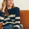 Miramar Linen Crew Sweater - Kadena Navy Stripe