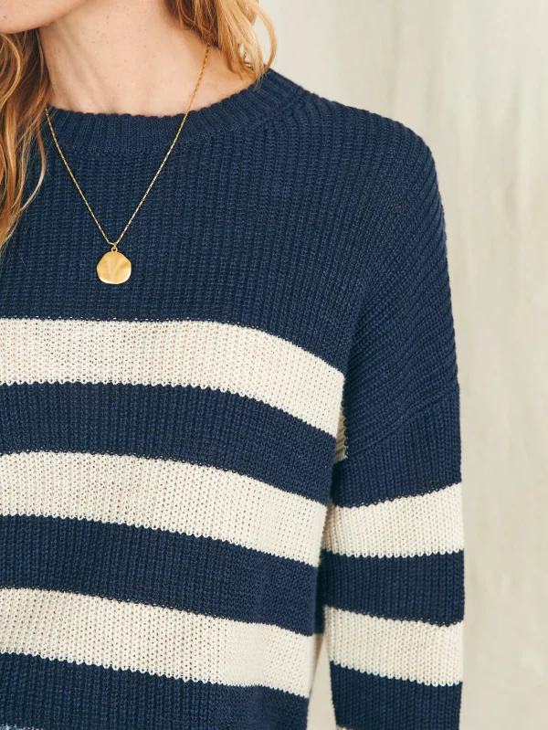 Miramar Linen Crew Sweater - Kadena Navy Stripe