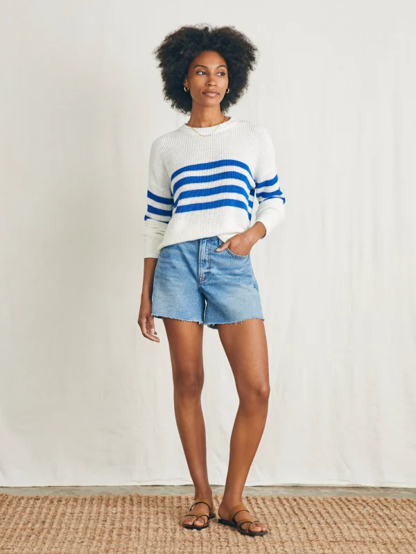 Miramar Linen Crew Sweater - Charleston Stripe