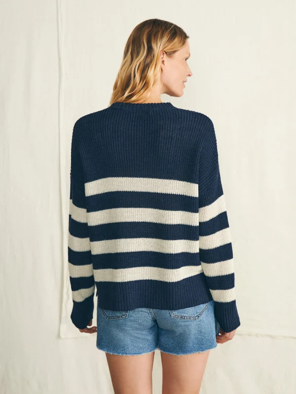 Miramar Linen Crew Sweater - Kadena Navy Stripe