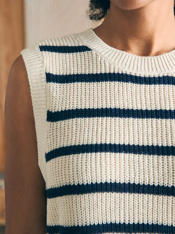 Miramar Linen Muscle Tank - Montauk Stripe