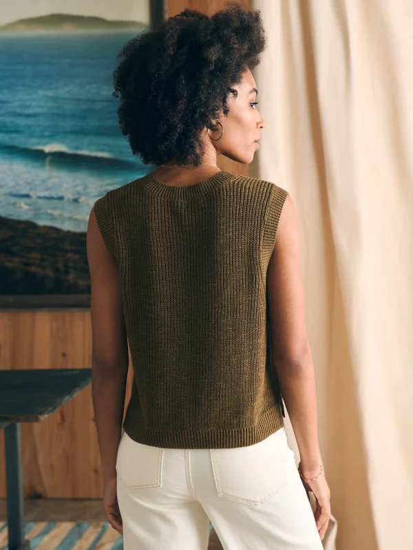 Miramar Linen Muscle Tank - Military Olive