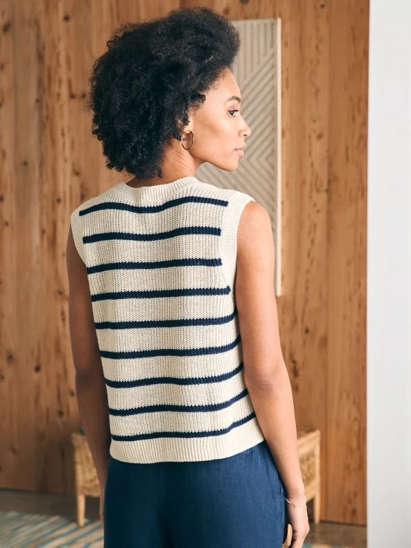 Miramar Linen Muscle Tank - Montauk Stripe