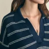 Miramar Linen Polo - Navy Mystic Stripe