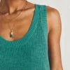 Miramar Linen Scoop Neck Tank - Bottle Green