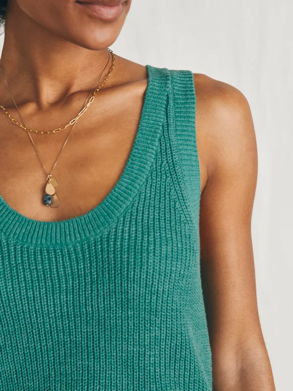 Miramar Linen Scoop Neck Tank - Bottle Green