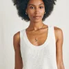 Miramar Linen Scoop Neck Tank - Egret