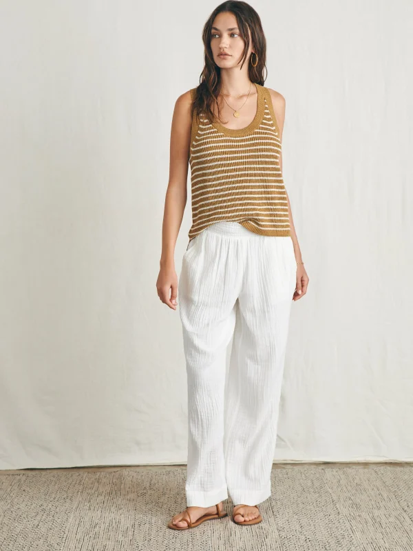 Miramar Linen Scoop Neck Tank - Antique Bronze Hampton Stripe