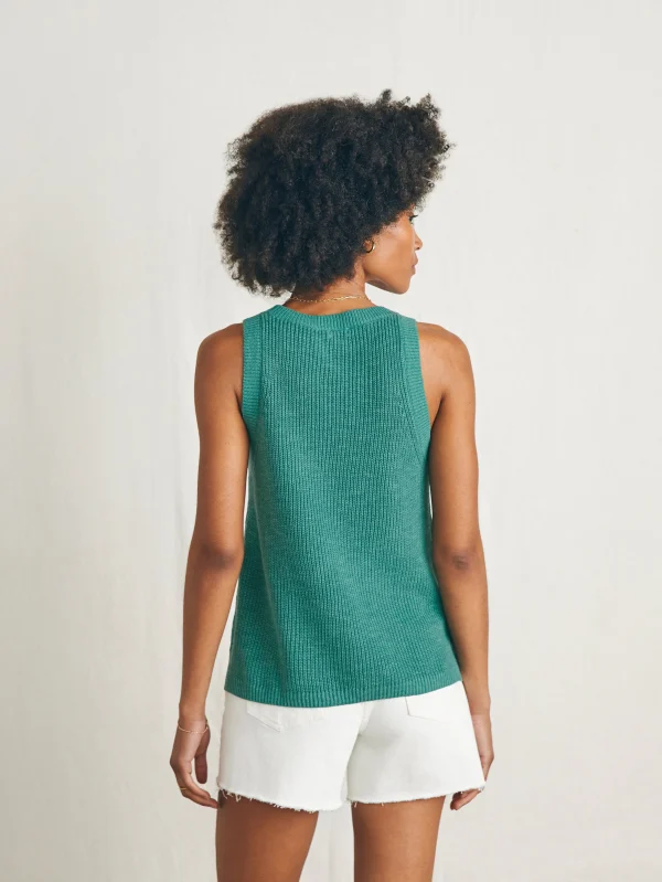 Miramar Linen Scoop Neck Tank - Bottle Green