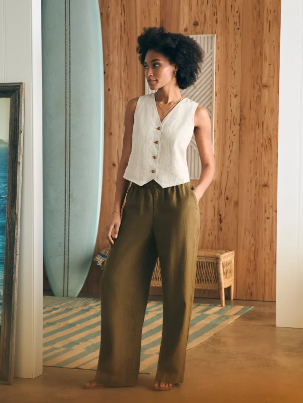 Monterey Linen Pant - Military Olive