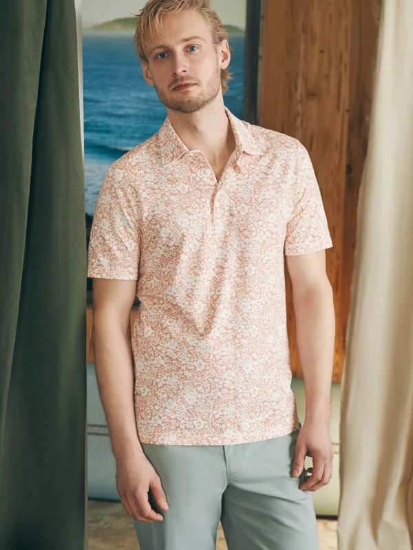 Movement™ Short-Sleeve Pique Polo Shirt - Hilo Rose Floral Print