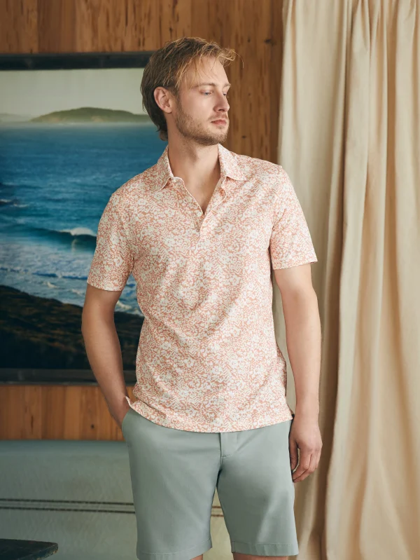 Movement™ Short-Sleeve Pique Polo Shirt - Hilo Rose Floral Print