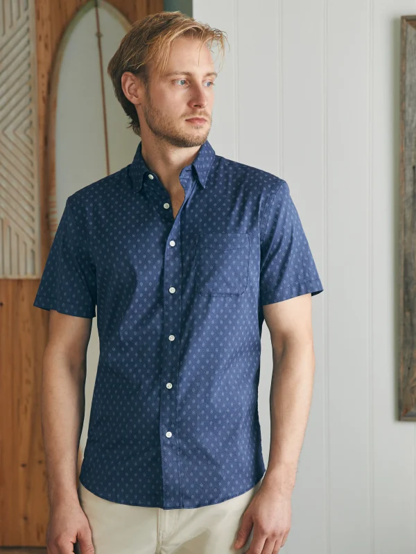 Movement™ Short-Sleeve Shirt (Tall) - Navy Dusk Diamond Print