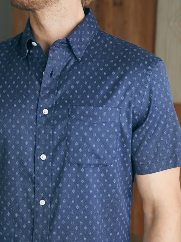 Movement™ Short-Sleeve Shirt (Tall) - Navy Dusk Diamond Print