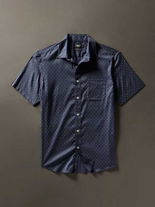 Movement™ Short-Sleeve Shirt (Tall) - Navy Dusk Diamond Print