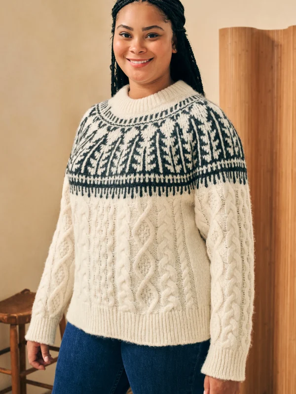 Native Knitter Frost Fair Isle Crew - White Sheep Camp