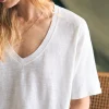 Oceanside Linen V-Neck Tee - White