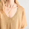 Oceanside Linen V-Neck Tee - Antique Bronze