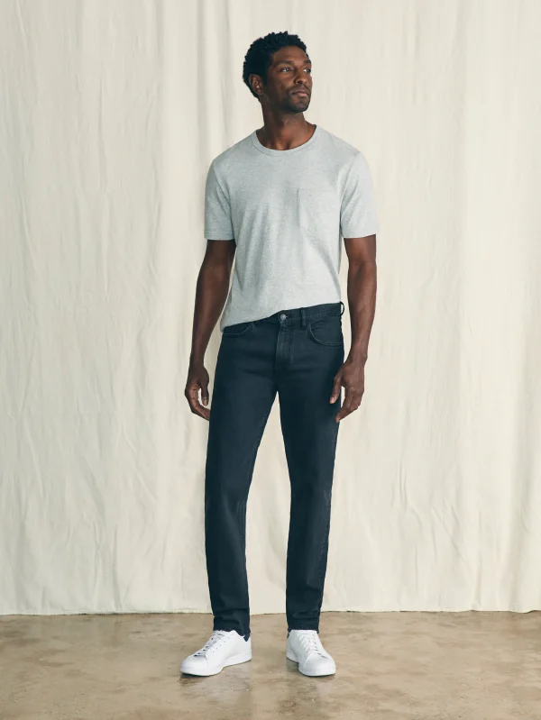 Organic Cotton Slim Straight Denim (32" Inseam) - Black Smoke Wash