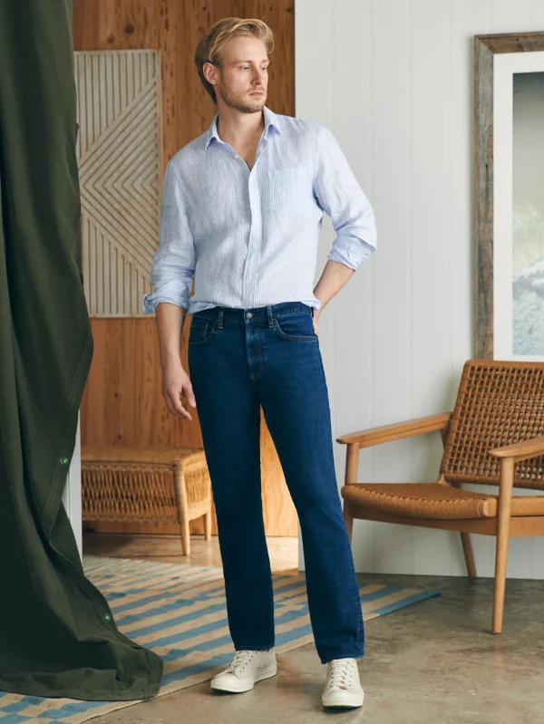 Organic Cotton Slim Straight Denim (32" Inseam) - Cove Point Wash