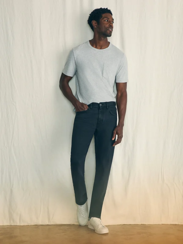 Organic Cotton Slim Straight Denim (32" Inseam) - Black Smoke Wash