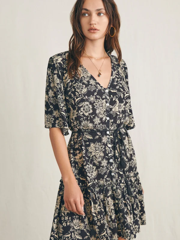 Orinda Mini Dress - Charcoal Chiyoda Floral