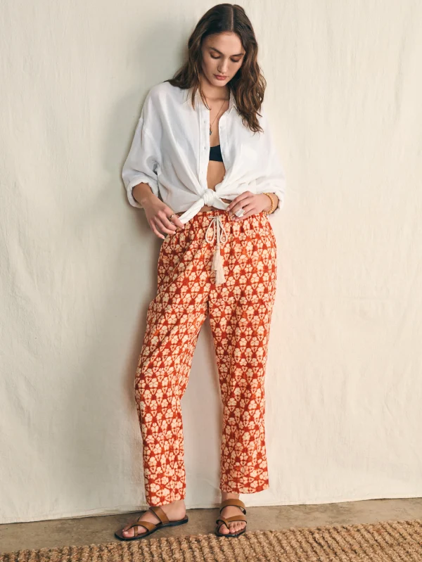 Pacific Beach Linen Pant - Spiced Shibori Print