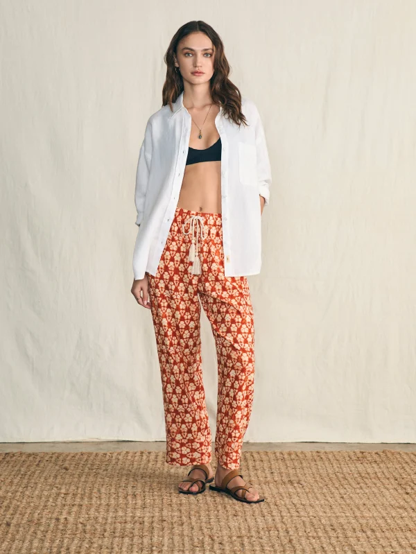 Pacific Beach Linen Pant - Spiced Shibori Print